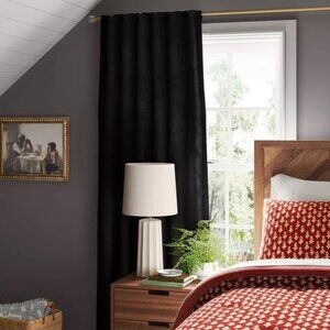 Threshold Ebony Black Soft Chenille Single Blackout Curtain Panel 50" x 63" NWOT